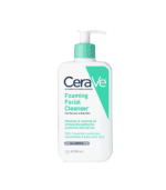Bottle of CeraVe Foaming Facial Cleanser in clear white background